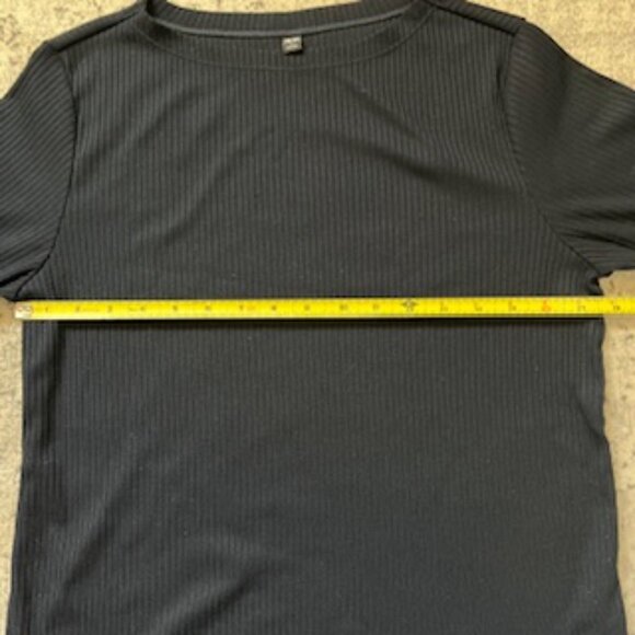 🧡3/15 Uniqlo Ribbed Crew Neck Half-Sleeve Top Navy Women's L - Picture 3 of 5
